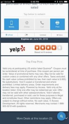 Yelp Review from Savvy Perks about Restaurant Deals
