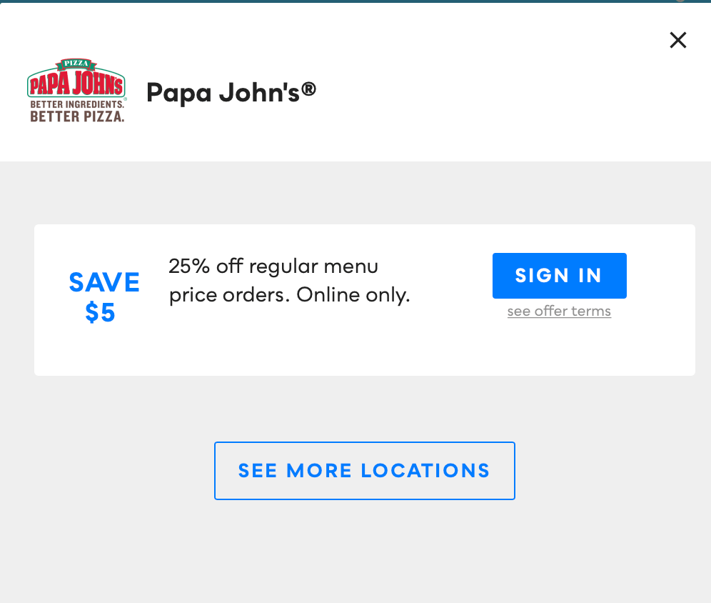 Papa John's, Savvy Perks