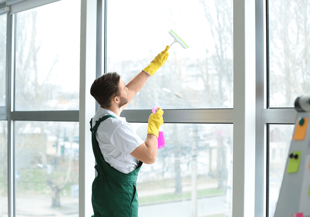 Window Genie, Man Cleaning Window