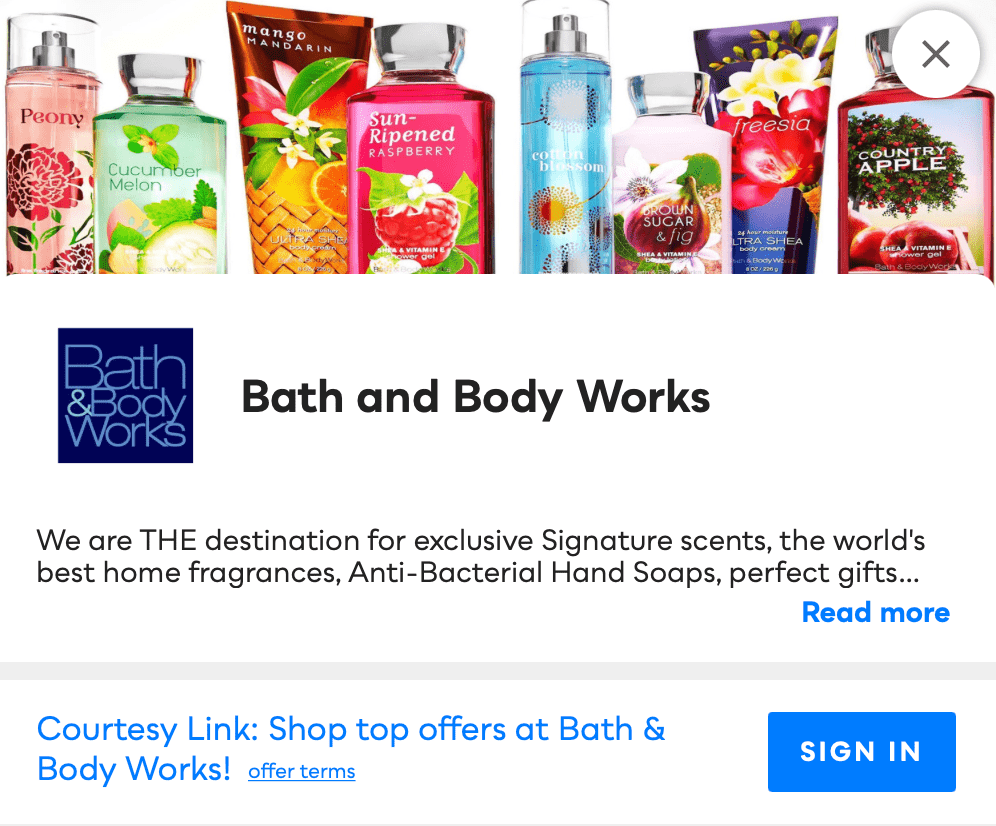 Bath and Body Works Savvy Perks