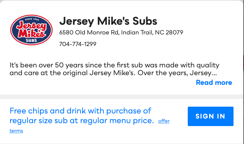 Jersey Mike's Subs Savvy Perks