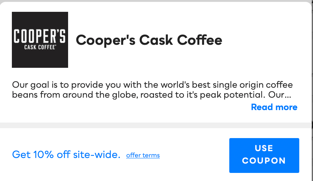 Cooper's Cask Coffee Savvy Perks