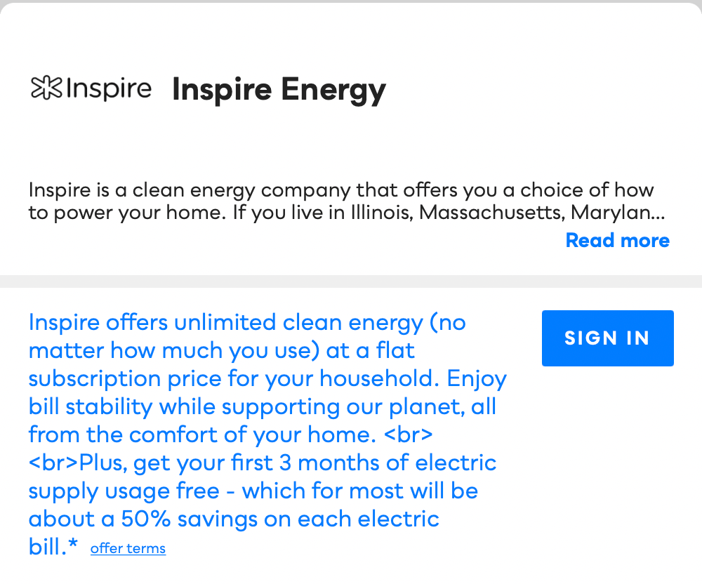 Inspire Energy Savvy Perks