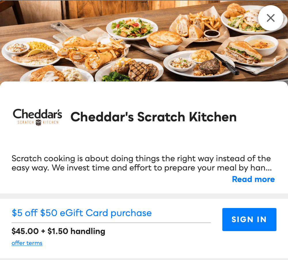 Cheddar's Scratch Kitchen Savvy Perks