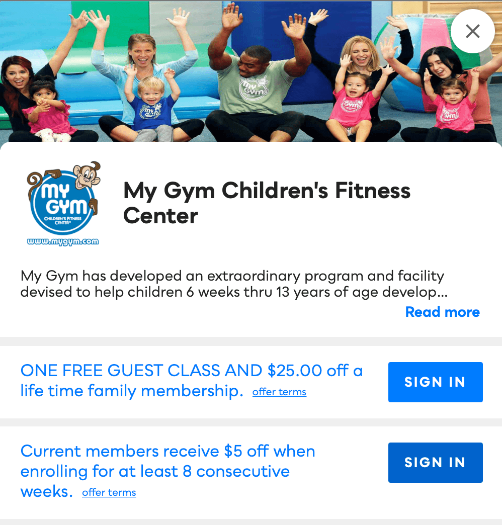 My Gym Children's Fitness Center Savvy Perks