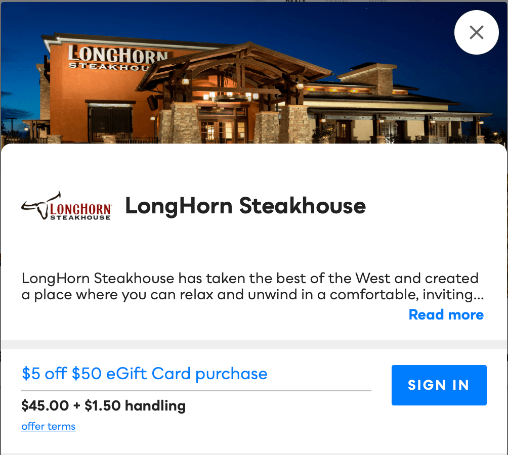 Longhorn Steakhouse Savvy Perks