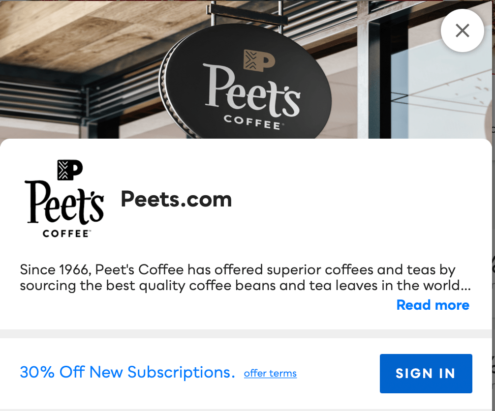Peets.com Savvy Perks
