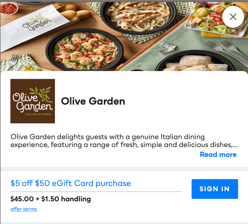 Olive Garden Savvy Perks