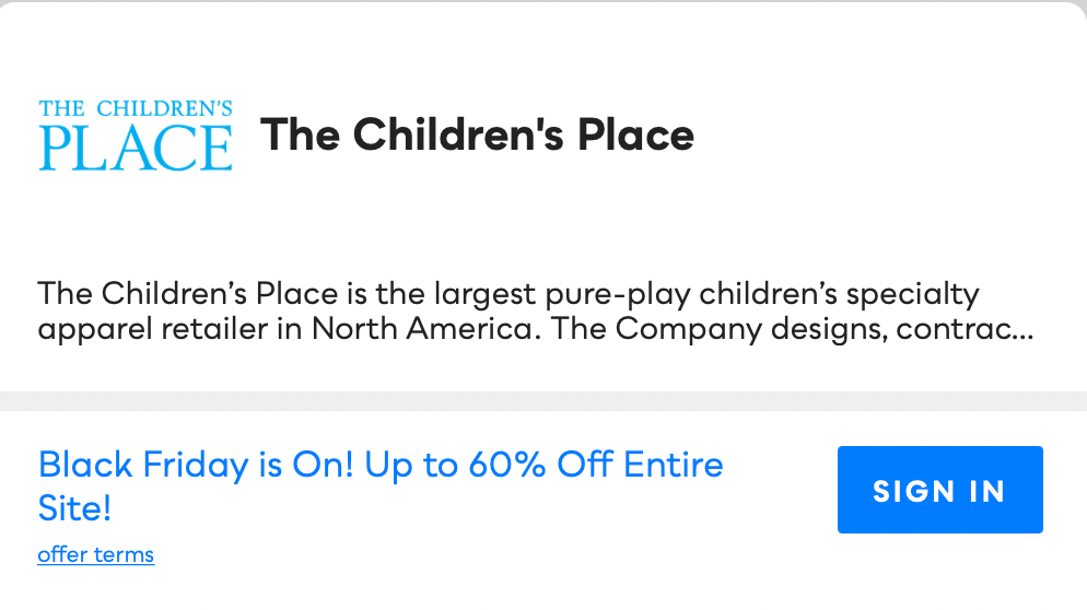 The Children's Place Savvy Perks