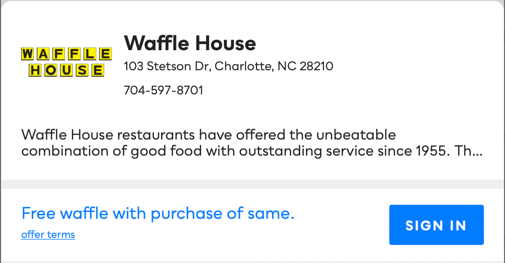 Waffle House Savvy Perks