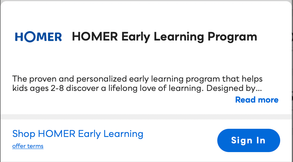 Homer Early Learning Program Savvy Perks